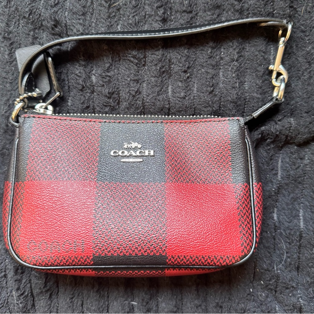 Coach Red and Black Buffalo Check Nolita 15